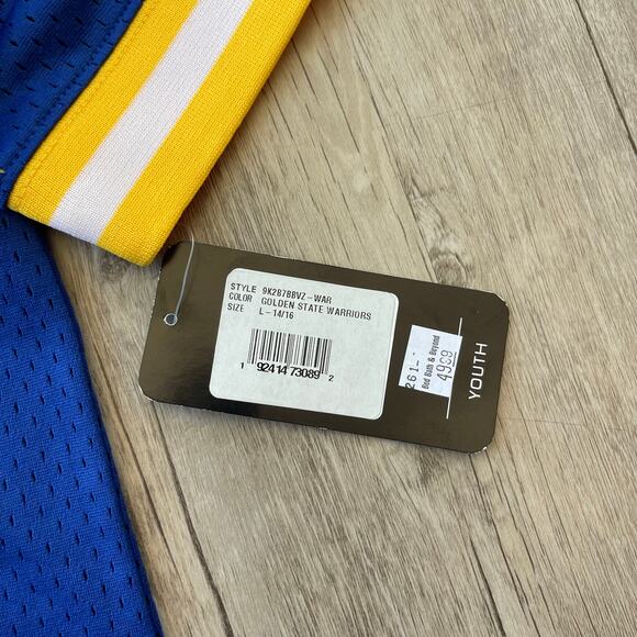NWT Golden State Warriors NBA Youth Large Mesh Short Sleeves Collection Gold - Picture 4 of 7